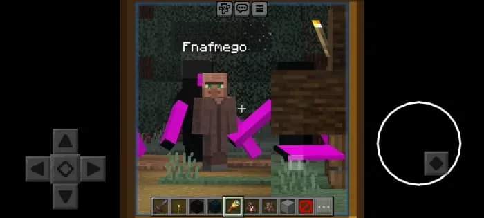 The villager and the monster are behind