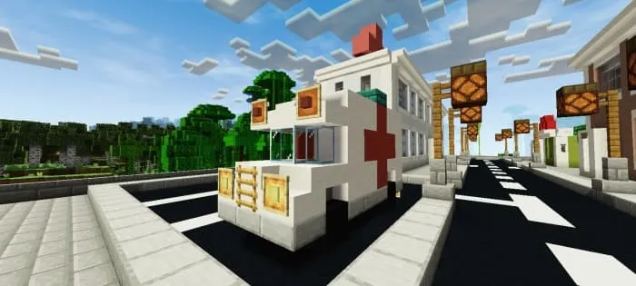 An ambulance in the city