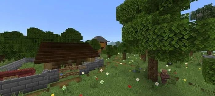 View of the forest and houses