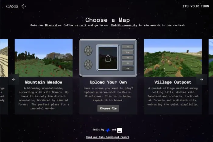 Selecting a world generation template