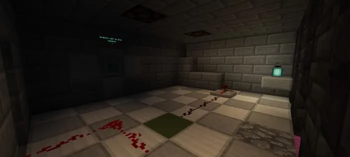 A corridor with redstone on the floor