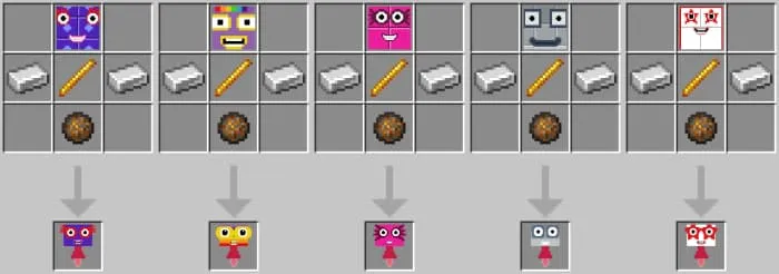 Крафт других цифровых блоков из железа, огненного стержня и снаряда