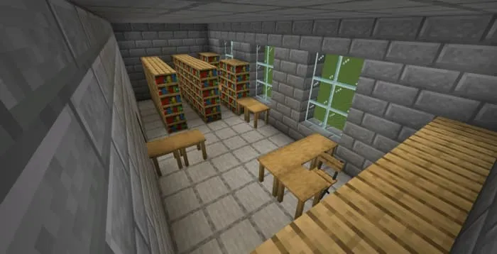A library with tables