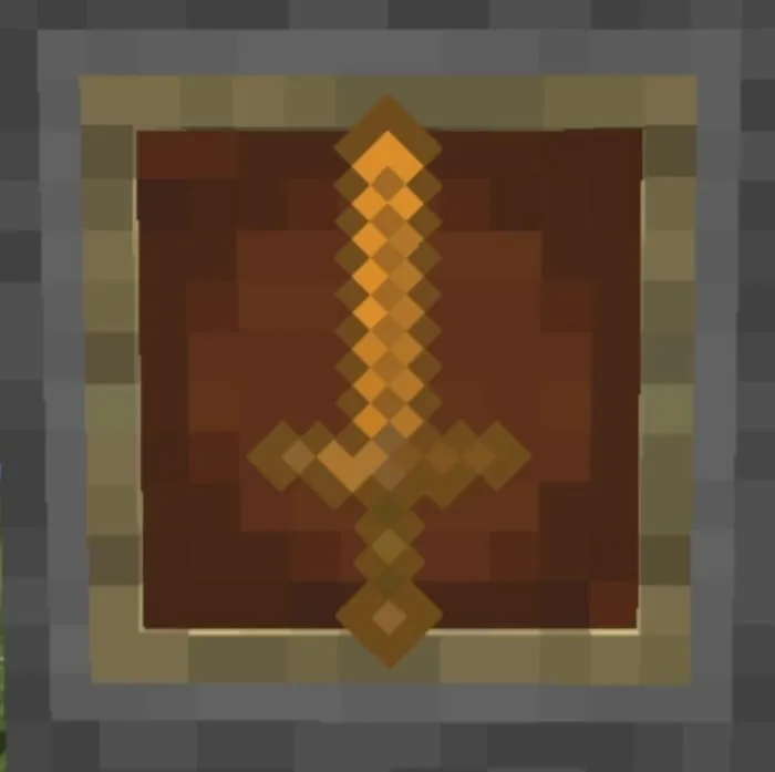 An orange and emerald framed sword