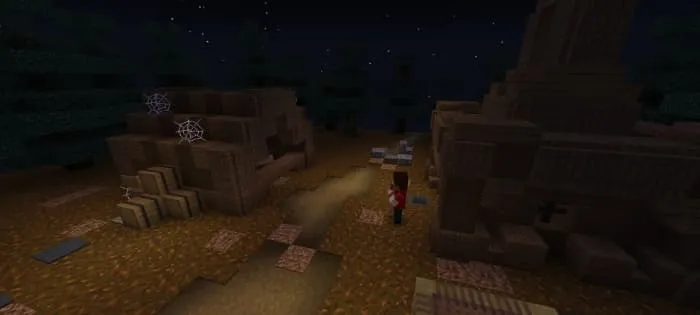 Wooden houses at night