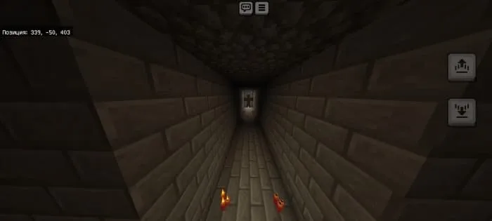 The corridor in the cemetery building