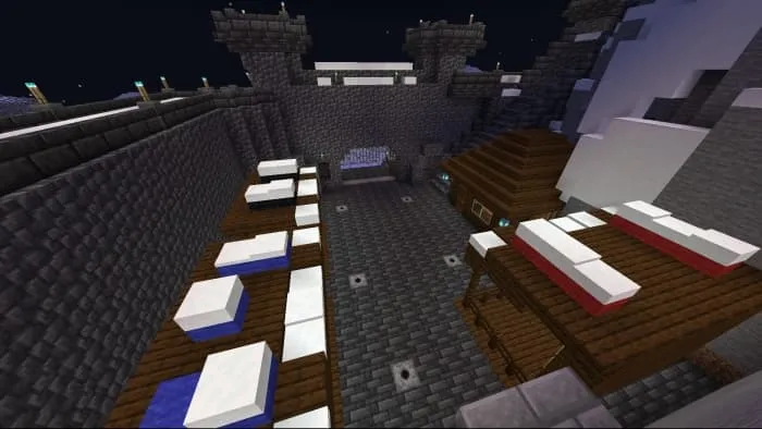 Night view of the castle with glowing windows