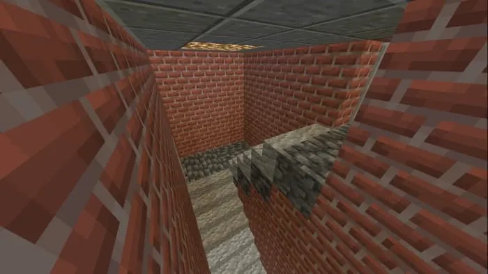 Stairway through stone corridor