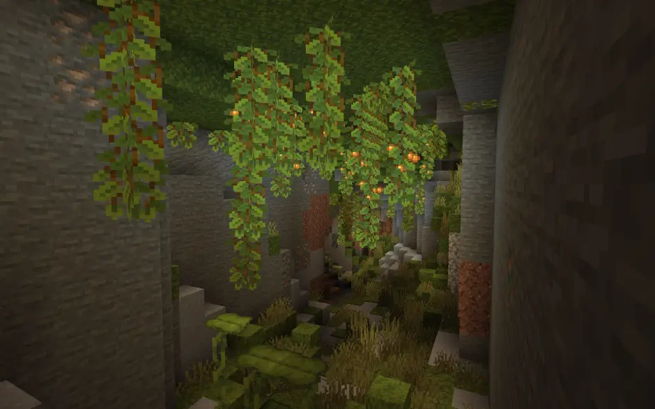 Lush caves with ores