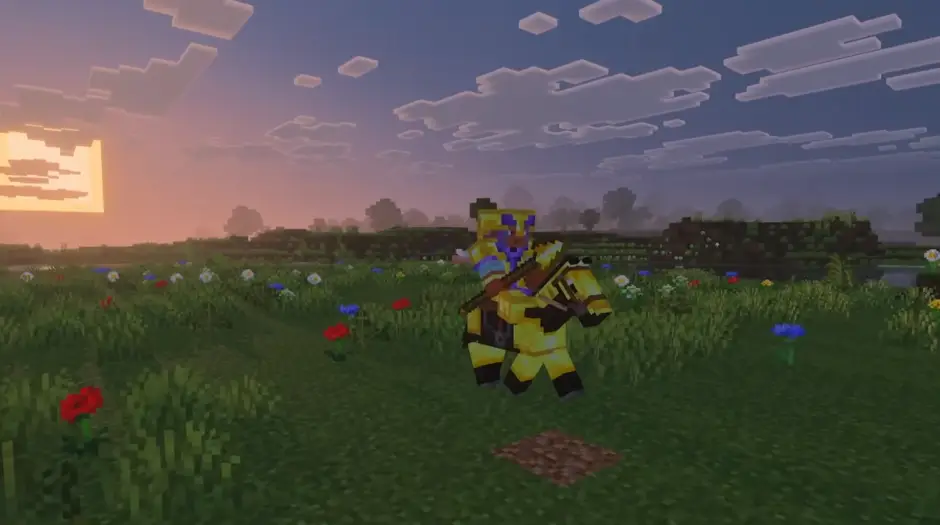 Player holding a golden spear