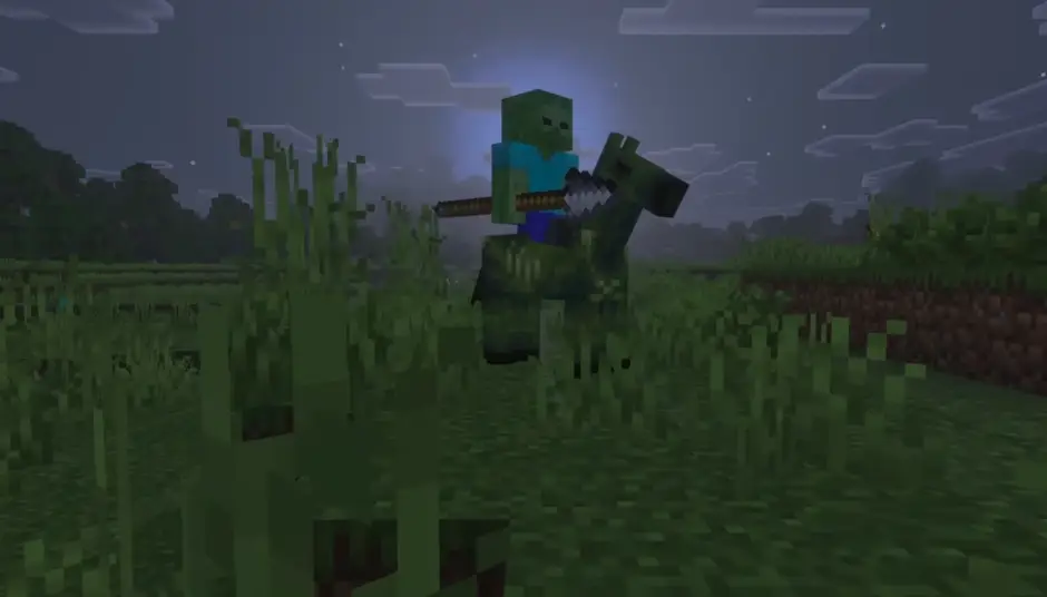 Zombie riding a Zombie Horse with a spear